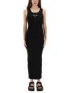 Moschino Jeans Long Dress With Logo In Black