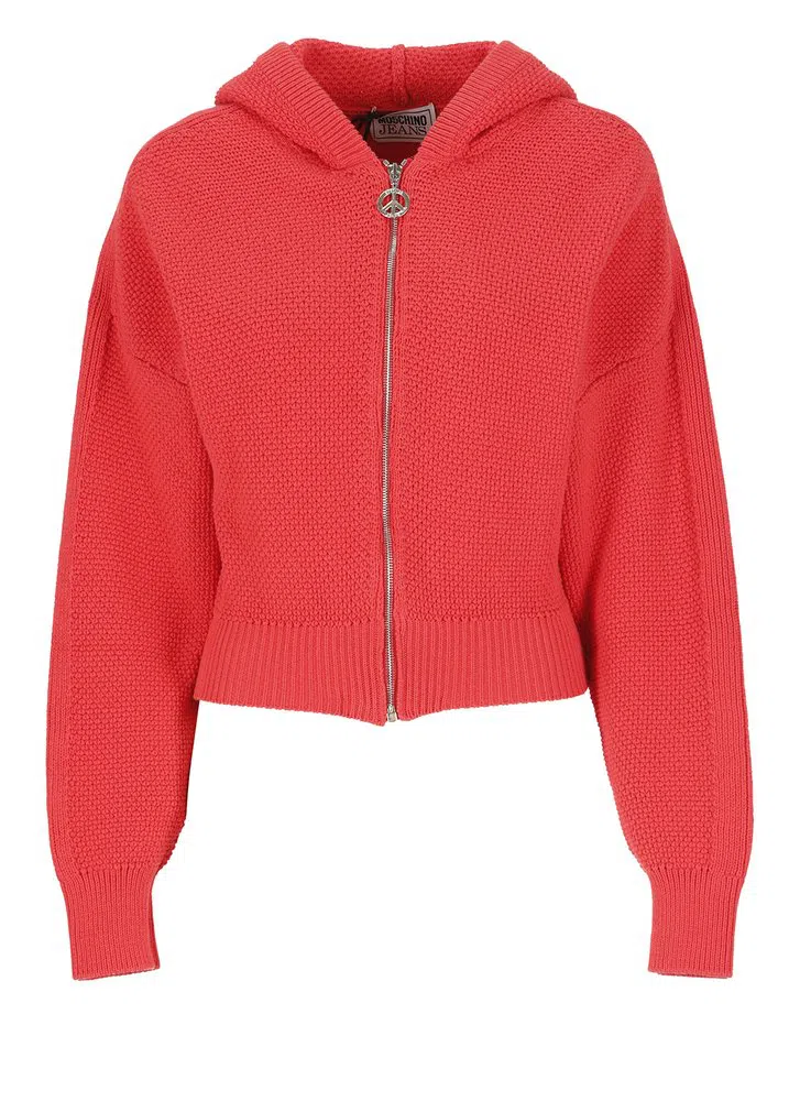 MOSCHINO JEANS logo-print zip-up hoodie - Pink