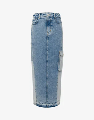 Moschino Jeans Long Skirt In Denim In Blu Denim