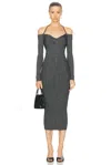 Moschino Jeans Off-shoulder Ribbed Midi Dress In Multi Black