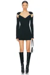Moschino Jeans Long-sleeve Pearl Mini Dress In Black