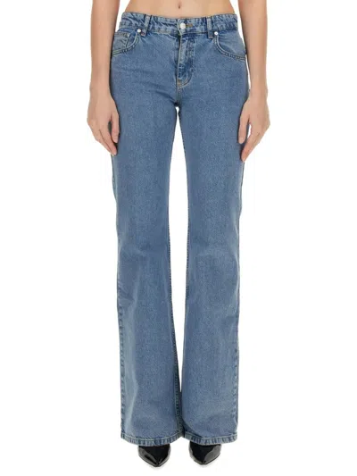 Moschino Jeans Low Rise Washed Denim Jeans In Blue