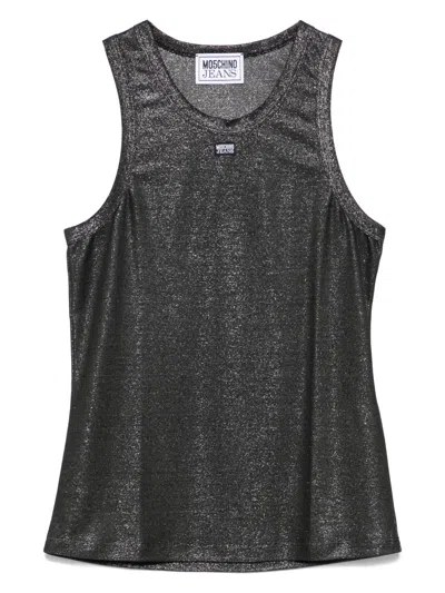 Moschino Jeans Lurex Tank Top In Black