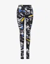 Moschino Jeans Lycra Leggings Punk Print In Black