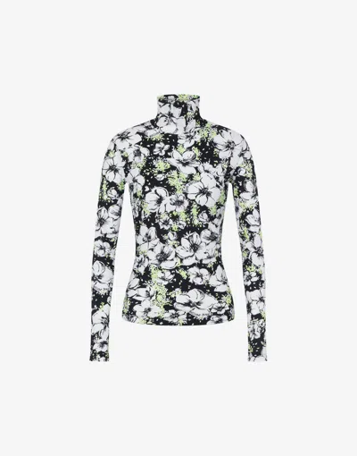Moschino Jeans Floral Print Turtleneck Blouse In Black