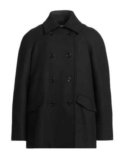 Moschino Jeans Man Coat Black Size 32 Virgin Wool, Polyamide