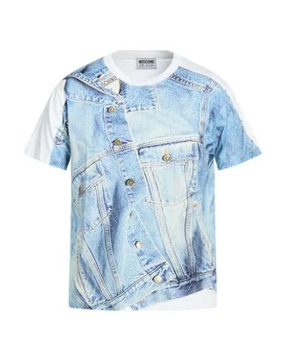 Moschino Jeans Man T-shirt Light Blue Size M Cotton
