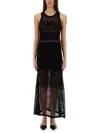Moschino Jeans Mesh Dress With Logo In Black