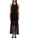 Moschino Jeans Mesh Dress With Logo In Black