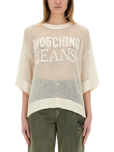 MOSCHINO JEANS MESH SHIRT WITH LOGO