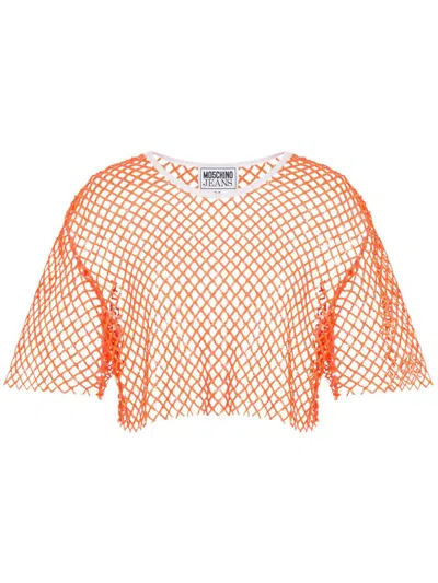 Moschino Jeans Mesh T-shirt In Orange