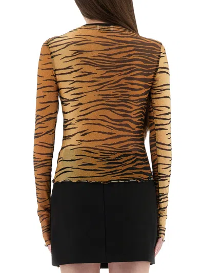 MOSCHINO JEANS MOSCHINO JEANS MESH TOP WITH ANIMAL PRINT