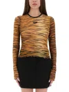 Moschino Jeans Mesh Top With Animal Print In Animal Print