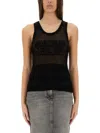 Moschino Jeans Mesh Top With Logo