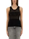 Moschino Jeans Mesh Top With Logo