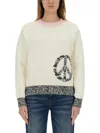 Moschino Jeans Mesh With Inlay Pattern In Beige
