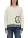 Moschino Jeans Mesh With Inlay Pattern In Beige
