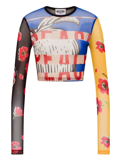 Moschino Jeans Mix-print Crop Top