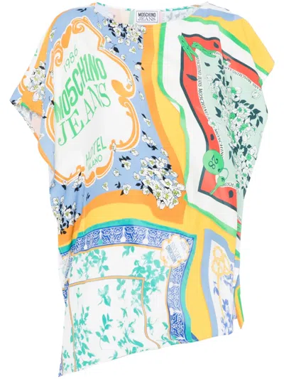 Moschino Jeans Mix-print Top In White