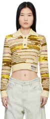 Moschino Multicolor Cropped Cotton & Nylon Pullover Polo In 1002 Multi White