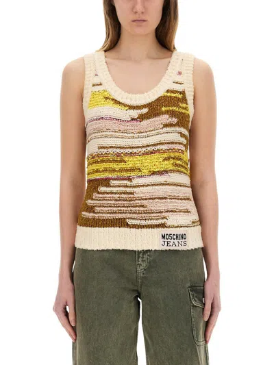 Moschino Jeans Multicolor Knit Top In Multicolour