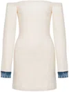 Moschino Off-the-shoulder Midi Dress In Neutrals