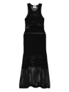 Moschino Jeans Mesh Dress With Logo In Black