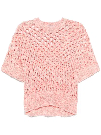 Moschino Jeans Open-knit Sweater In Pink