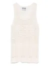 Moschino Jeans Mesh Top With Logo In Neutral