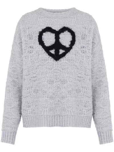 Moschino Jeans Open-knitted Jumper In Grau