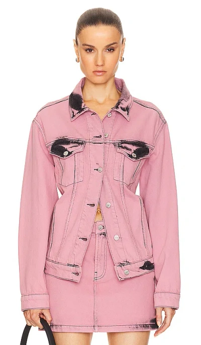 Moschino Jeans Button-down Denim Jacket In Pink