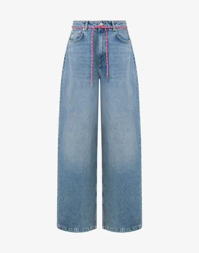 Moschino Jeans Oversized Denim Trousers In Blue