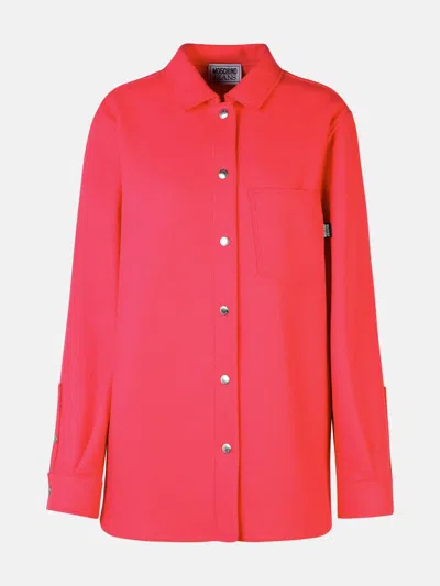 Moschino Oversized Fuchsia Wool Blend Shirt