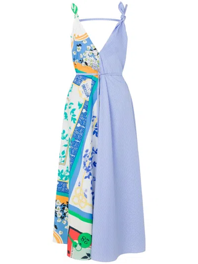 Moschino Panelled Maxi Dress In ブルー