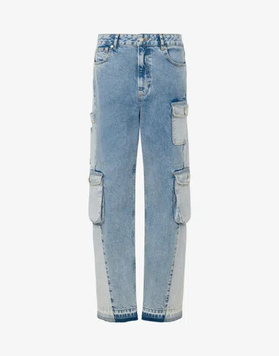 Moschino Jeans Pants In Bicolor Denim In Blue Denim