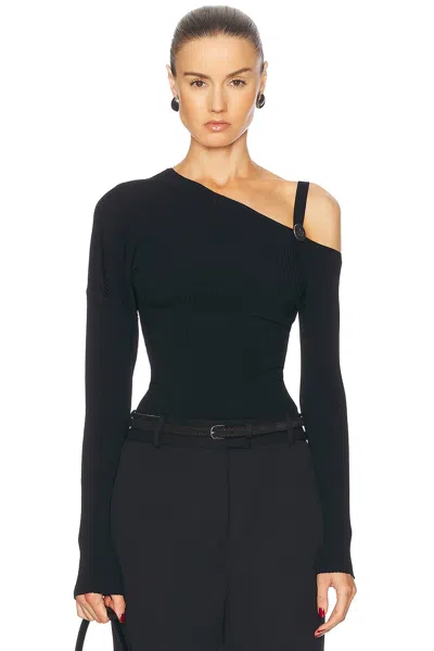 Moschino Jeans Party Long Sleeve Top In Black