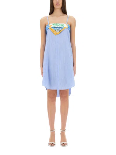 Moschino Jeans Patchwork Cotton Dress In Multi