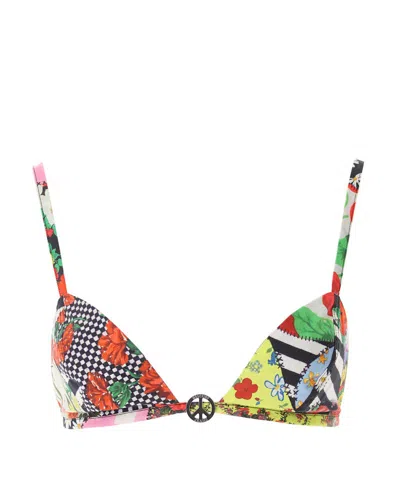 Moschino Jeans Patchwork Printed Bra In Multi