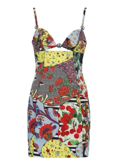 Moschino Jeans Patchwork Printed Sleeveless Mini Dress In Multi