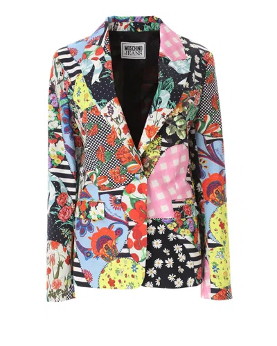Moschino Jeans Patchwork-printed Tailored Blazer In Fantasia