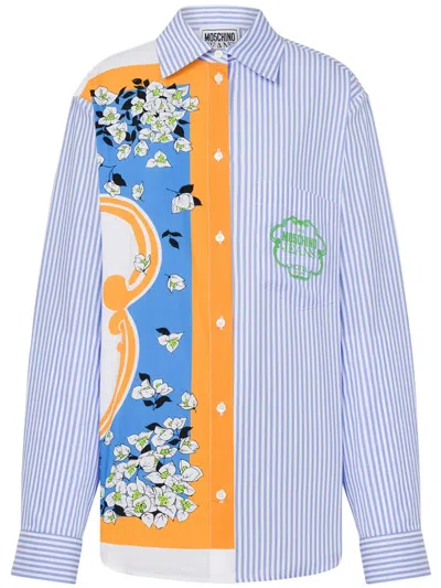 Moschino Jeans Patchwork Shirt In Blue