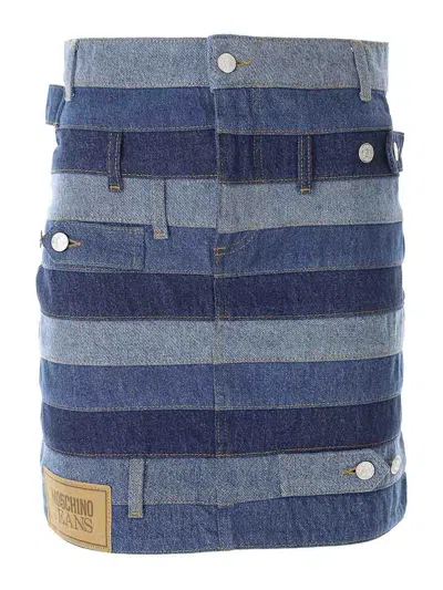 Moschino Jeans Patchwork Skirt In Azul