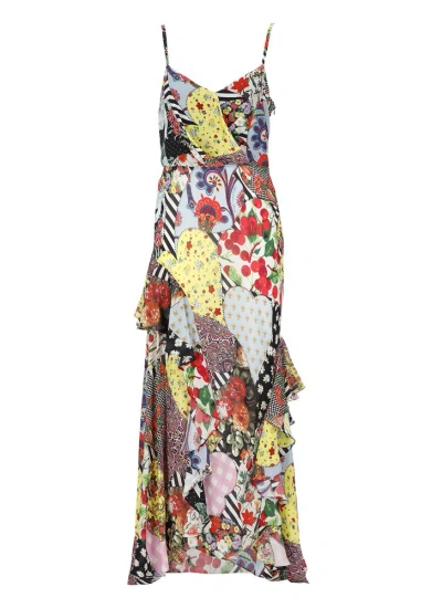 Moschino Jeans Patchwork Sleeveless Dress In Multi