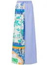 Moschino Patchwork Wide-leg Trousers In Blue