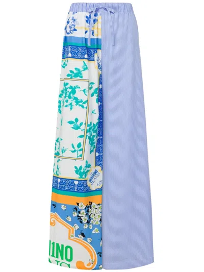 Moschino Jeans Patchwork Wide-leg Trousers In Azure