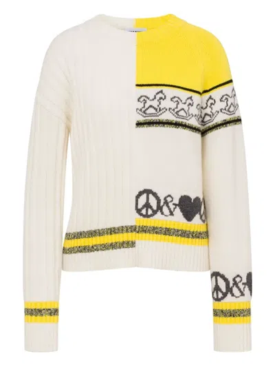 Moschino Jeans Patterned Jumper In White