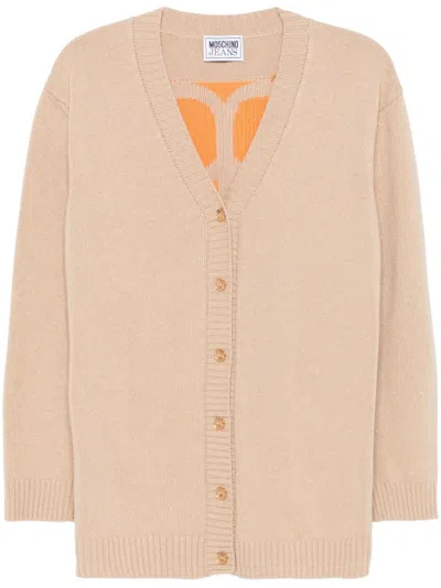Moschino Jeans Peace & Love Cardigan In Neutrals