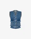 Moschino Jeans Cargo Denim Vest In Blue Denim