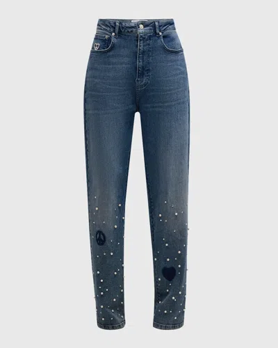 Moschino Pearl-embellished Jeans In Multi