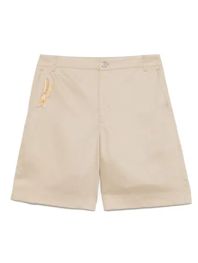 Moschino Peg-patch Shorts In Neutrals